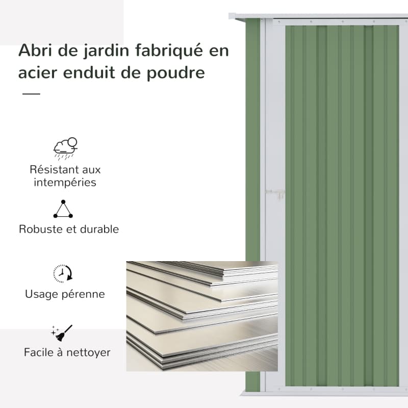 Abri de jardin – 1.2 m2 – Cabanon porte à verrouillage - illustration 3